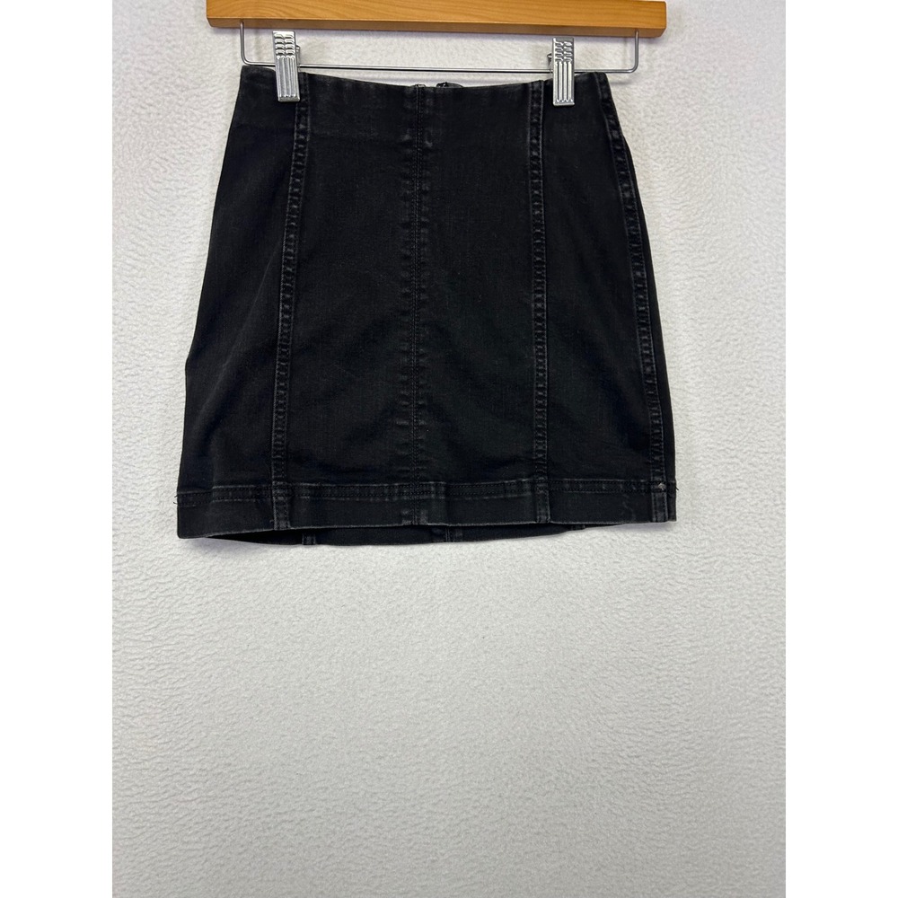 Grunge Wild Fable Womens 00 Black Denim Mini Skirt Zip Back Stretch Casual Goth - Picture 7 of 8